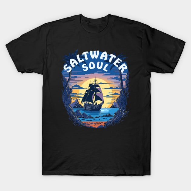 Saltwater Soul - Old Navy Ship T-Shirt by TMBTM